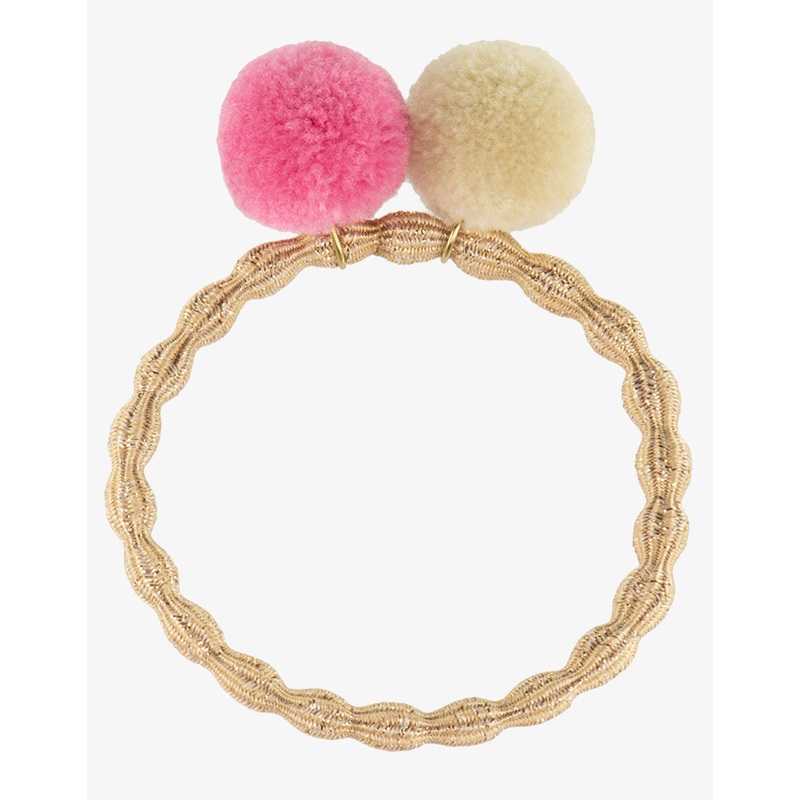 PomPom Hair Tie  - Beige Glitter