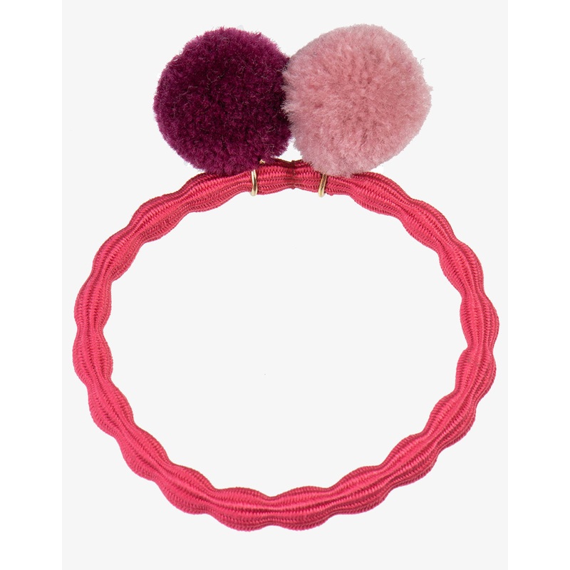 PomPom Hair Tie - Raspberry with Dusty Rose Bordeaux