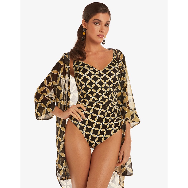 Samoa Soft Cup Swimsuit - Black and Gold