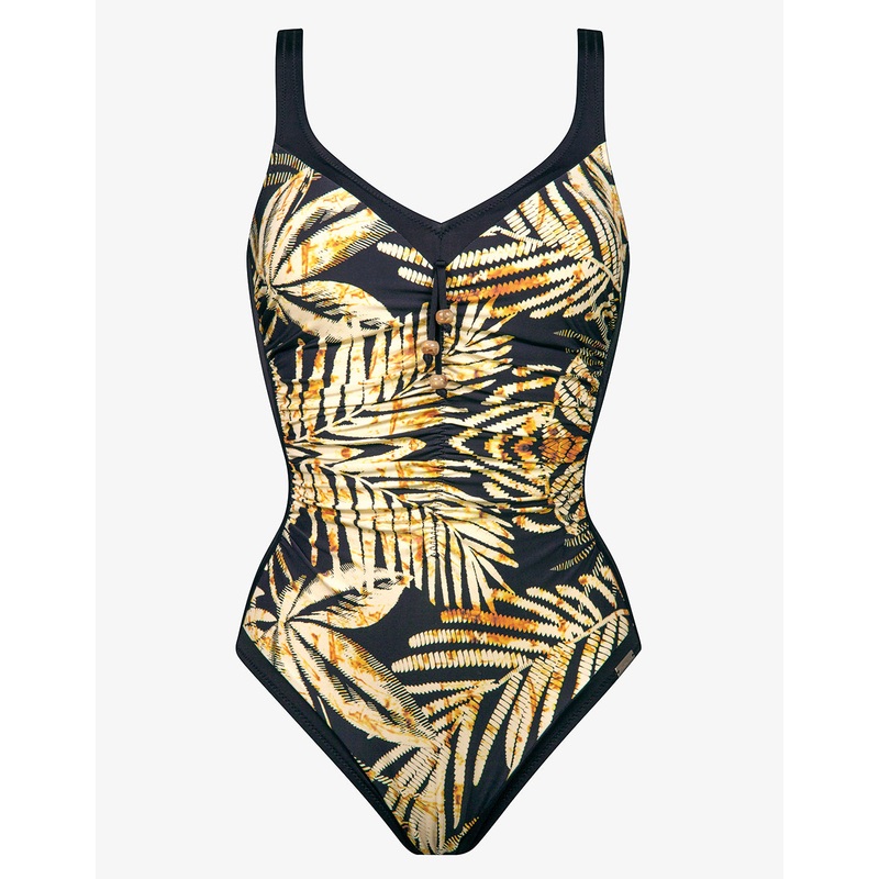 Seductive Leaves Moulded Swimsuit - Black Ivory