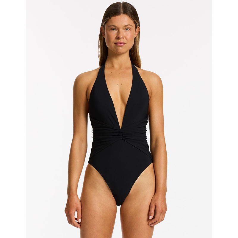 Jetset Halter Plunge Swimsuit - Black