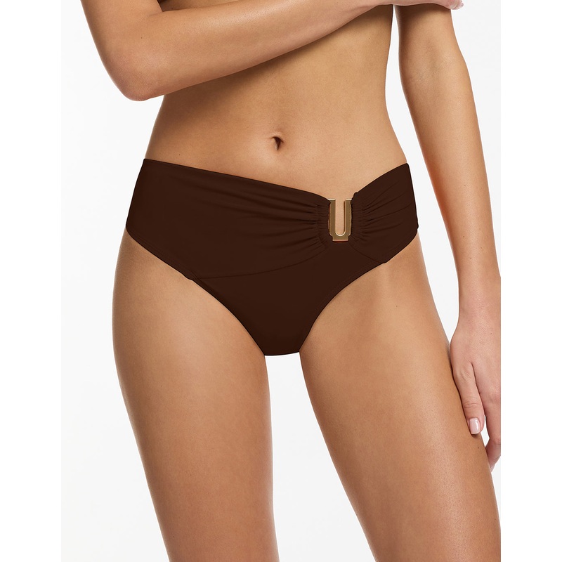 Jetset U Trim Mid Bikini Pant - Chocolate