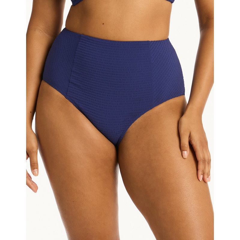Messina Panelled High Waist Bikini Pant - French Navy