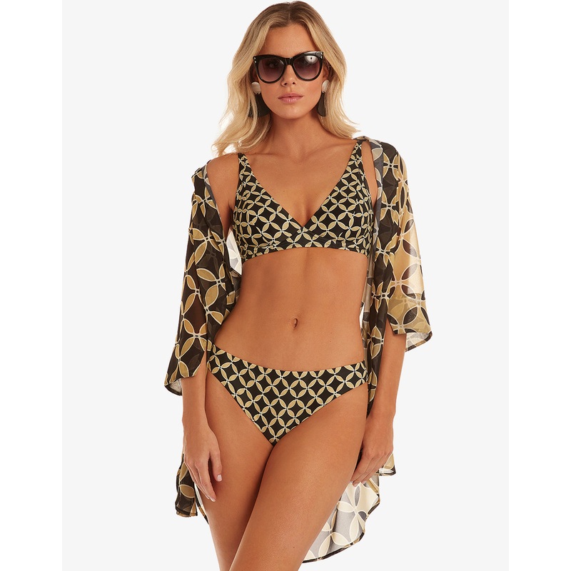 Samoa Underwired Bikini Set - Black and Gold