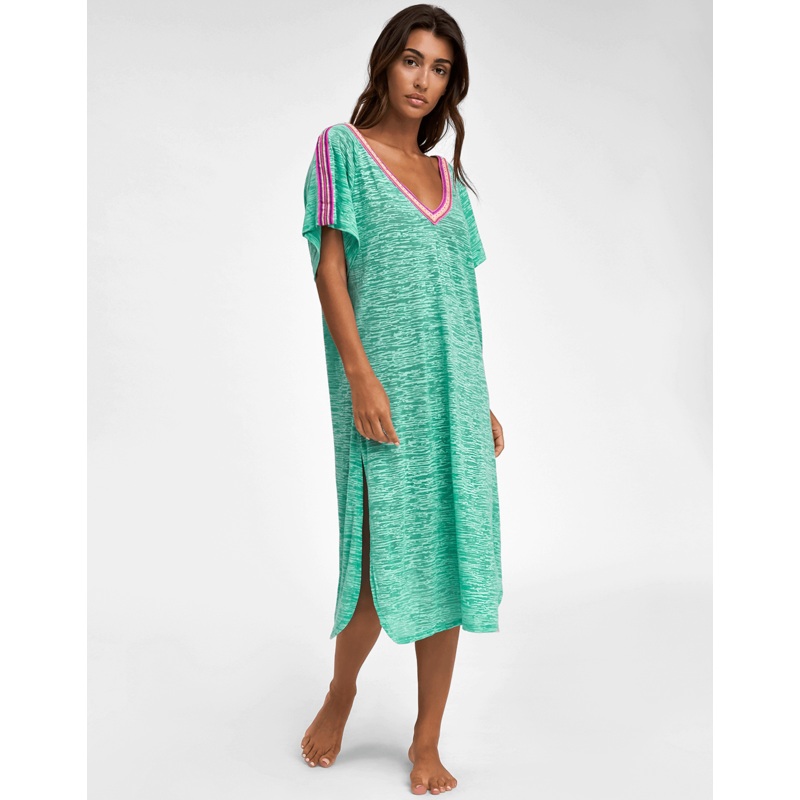 V Back Dress - Mint with Pink