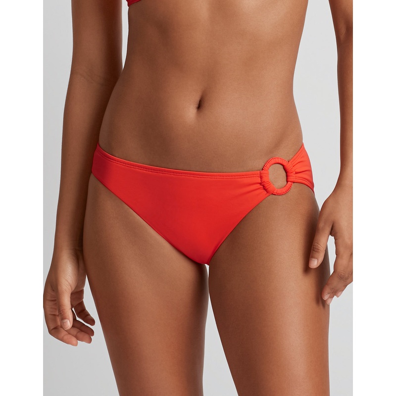 Beach Club Solids Macrame Ring Bikini Pant - Persimmon
