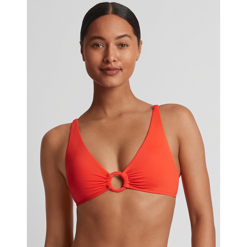 Beach Club Solids Macrame Ring OTS Bikini Top - Persimmon
