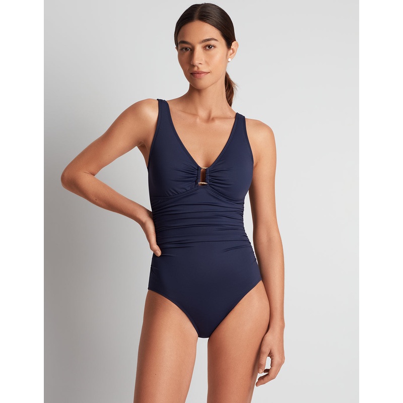 Beach Club Solids Ring OTS Underwired Swimsuit - Dark Navy