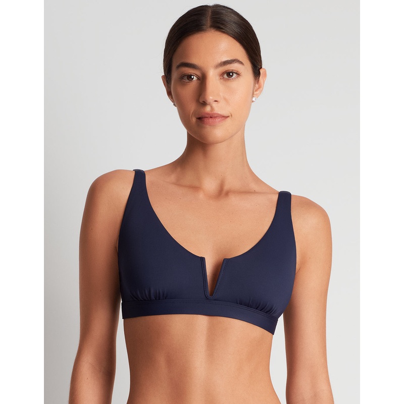 Beach Club Solids V Wire OTS Bikini Top - Dark Navy