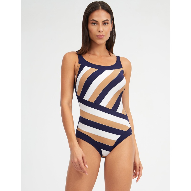 Doris High Front Swimsuit - Stripe