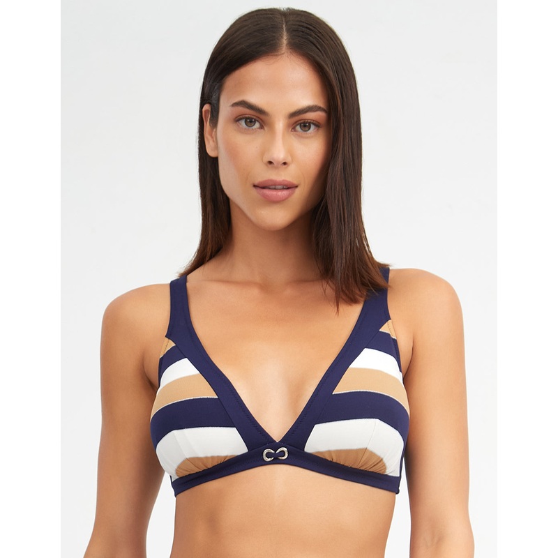 Doris Plunge Bikini Top - Stripe