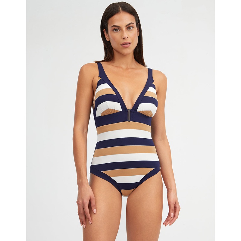 Doris Plunge Swimsuit - Stripe