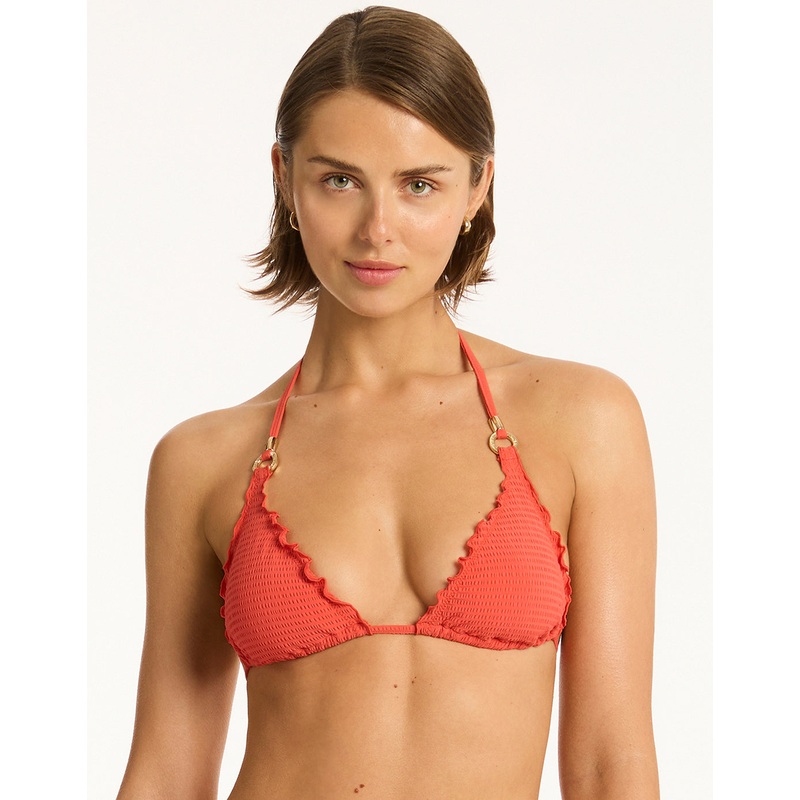 Messina Halter Slide Tri Bikini Top - Flame