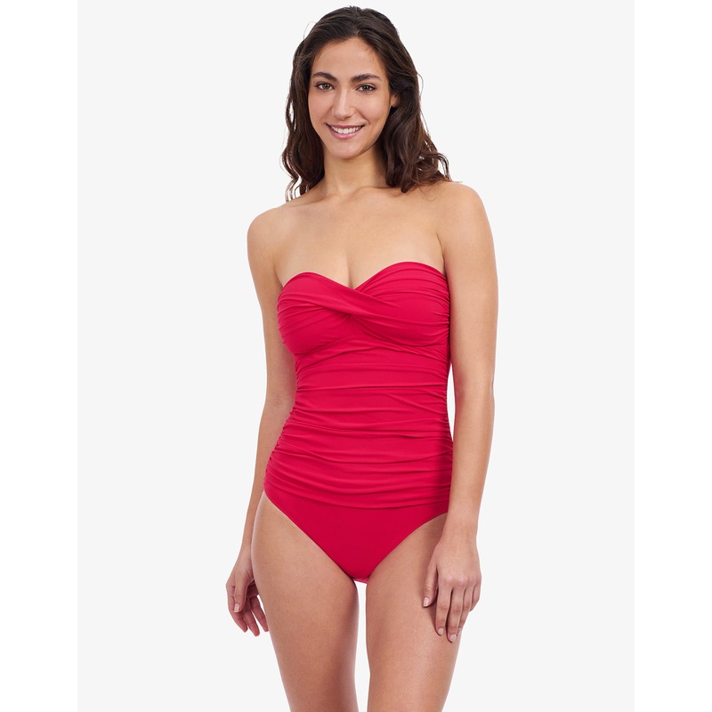 Profile Tutti Frutti Bandeau Swimsuit - Rose Red