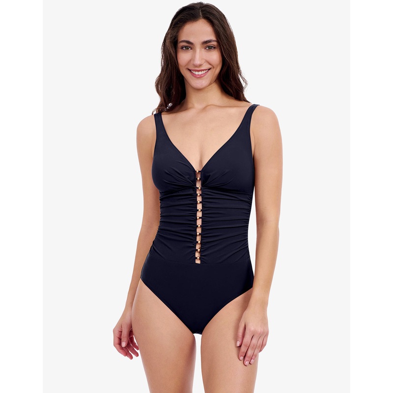 Profile Tutti Frutti D Cup V Neck Ladder Swimsuit - Black