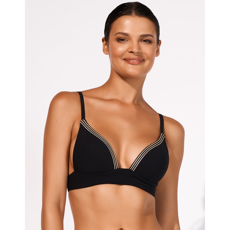 Stratum Bralette Bikini Top - Black Sand