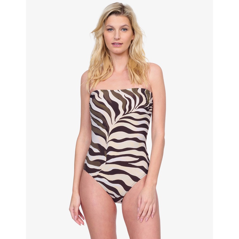 Wildest Dream Bandeau Swimsuit - Multi Brown