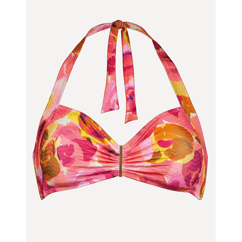 Euphoric Bloomwave Gathered Halter Bikini Top - Sunsoaked Neons