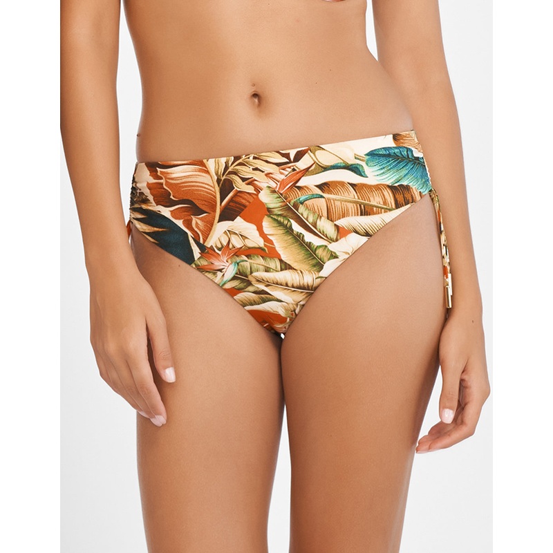 Hypnotic Adjustable Bikini Pant - Sepia Leaves