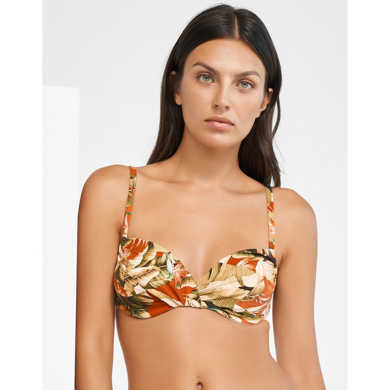 Hypnotic Underwired Bikini Top - Sepia Leaves