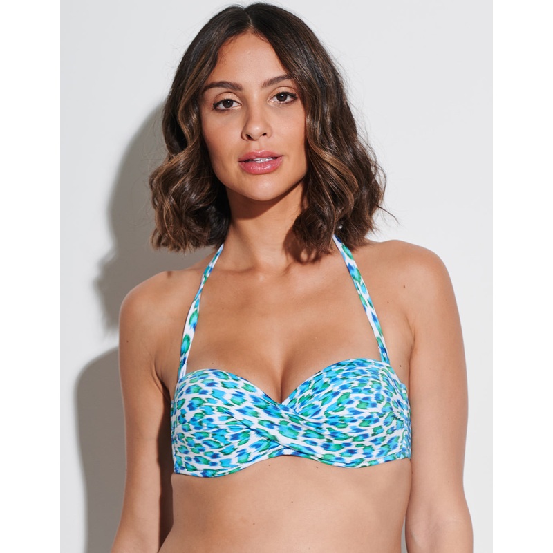 Nassau Twist Bandeau Bikini Top - Blue