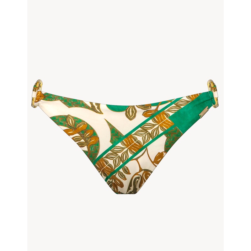 Perceptions Ring Side Bikini Pant - Cream and Green