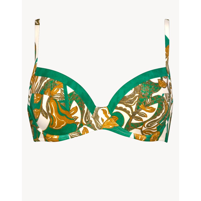 Perceptions Underwired Bikini Top - Cream and Green