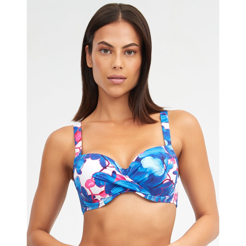Tahiti Moulded Underwired Bikini Top - Blue Floral
