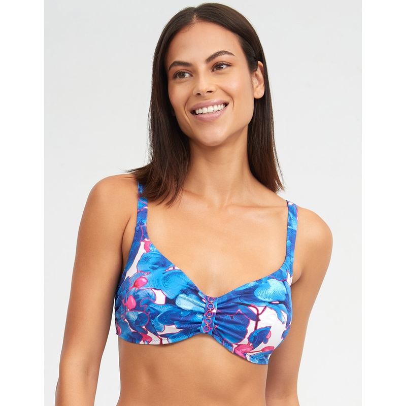 Tahiti Underwired Bikini Top - Blue Floral
