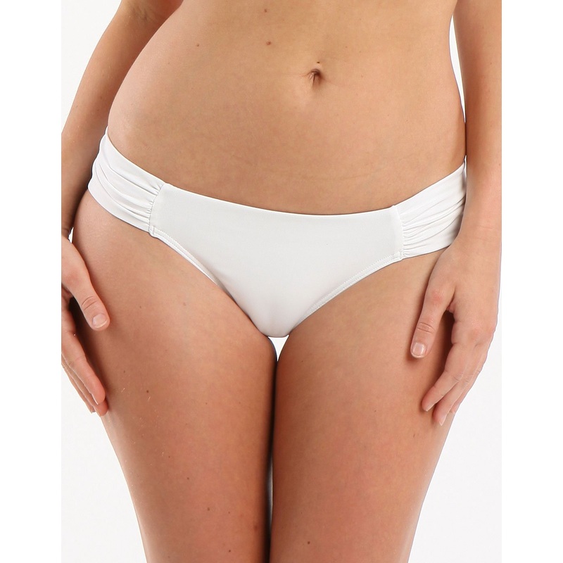 Jetset Gathered Side Bikini Bottom  - White