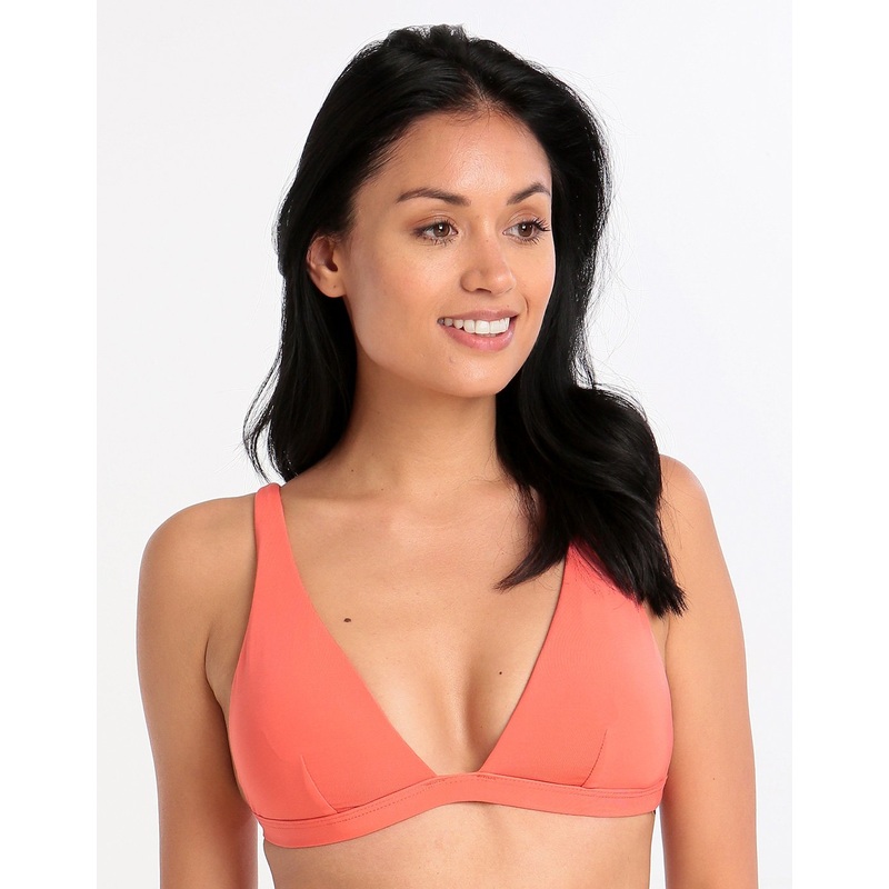 Jetset Plunge Longline Triangle Top - Coral