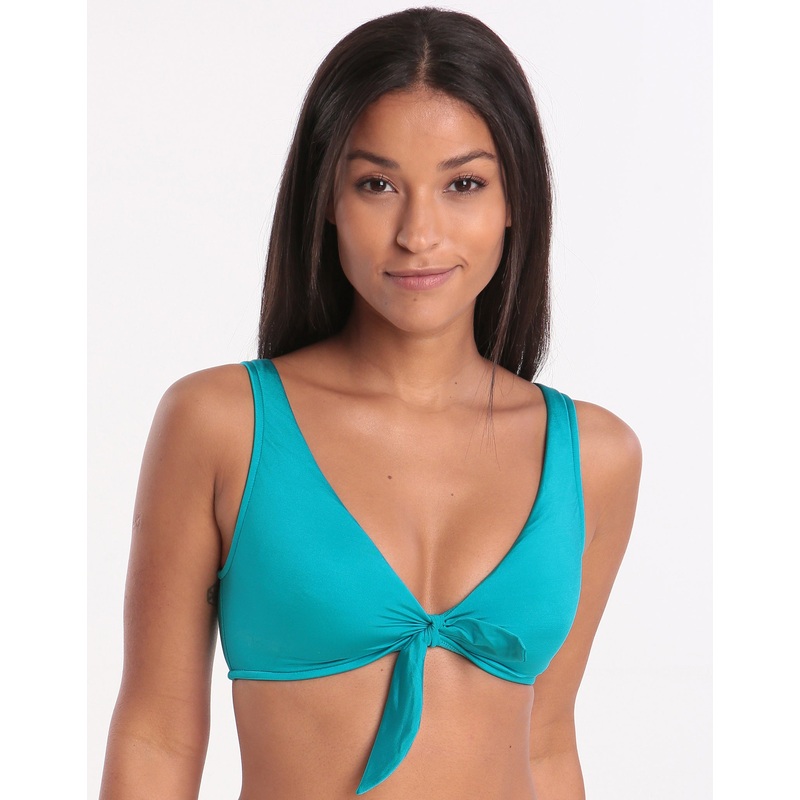 Shine On Tie Front Crop Bikini Top - Eden