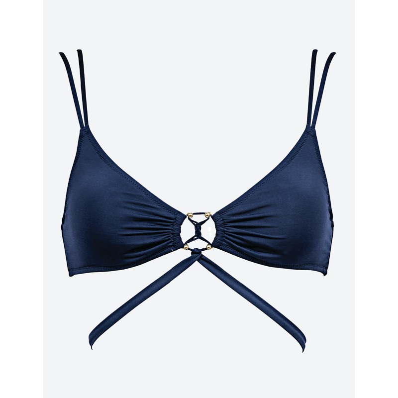 Summer Solids Cross Front Bikini Top - Deep Ink