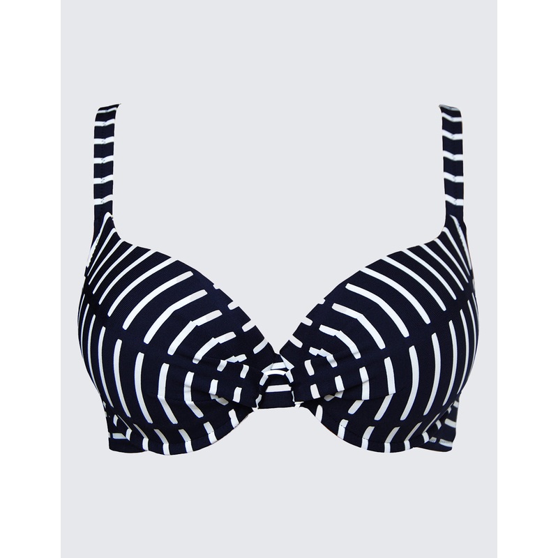 Capri Plunge Bikini Top - Navy Stripe