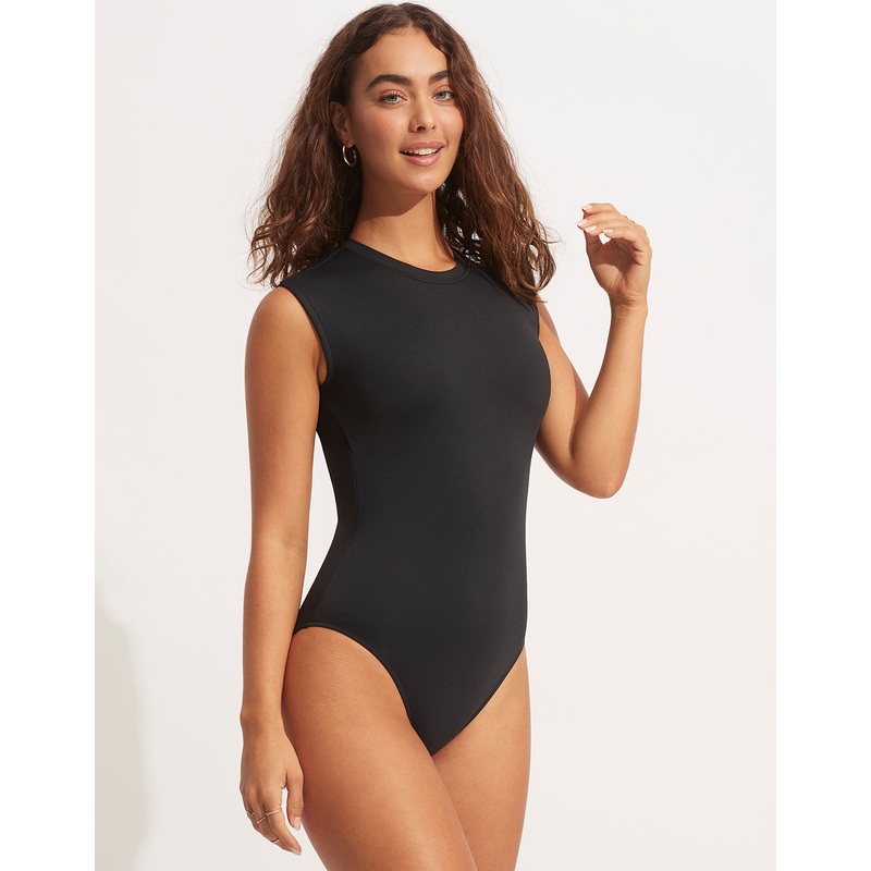 Collective Cap Sleeved Swimsuit - Black