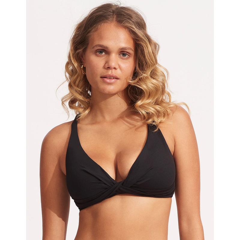 Collective DD Double Wrap Front Bikini Top - Black