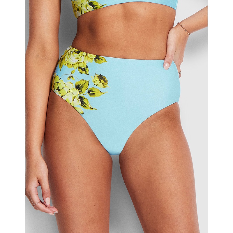 Full Bloom High Waisted Bikini Pant - Sky
