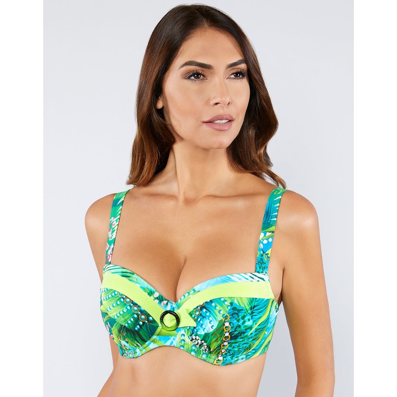 Jungle Balcony Bikini Top - Green
