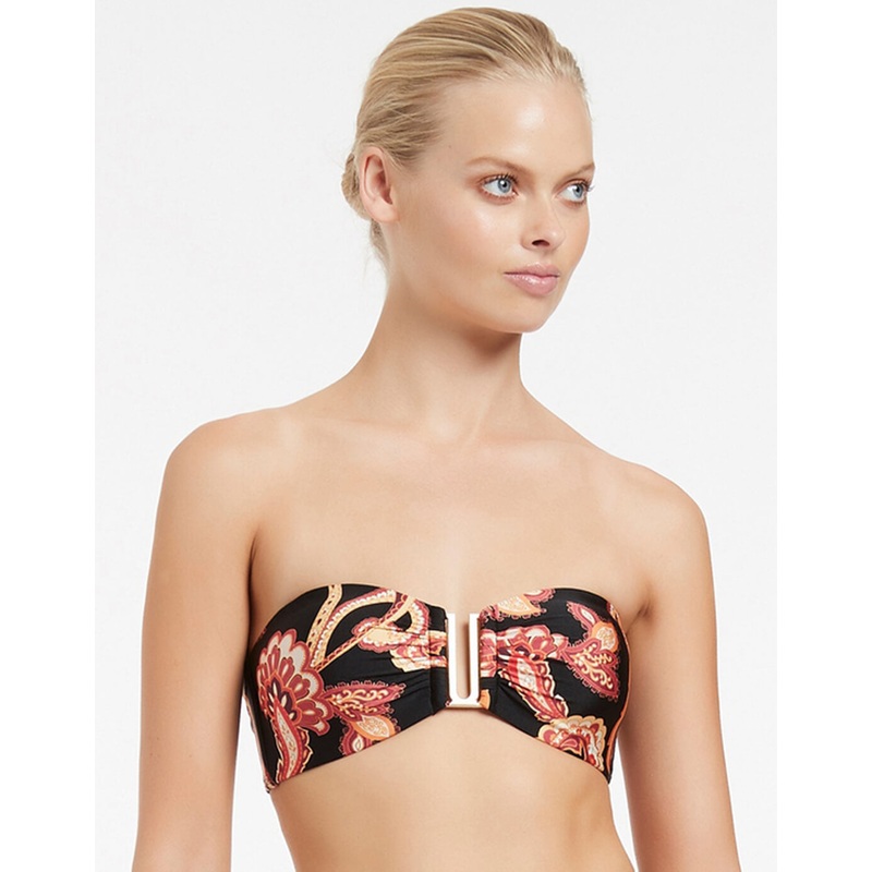 Silk Road Bandeau Bikini Top - Black