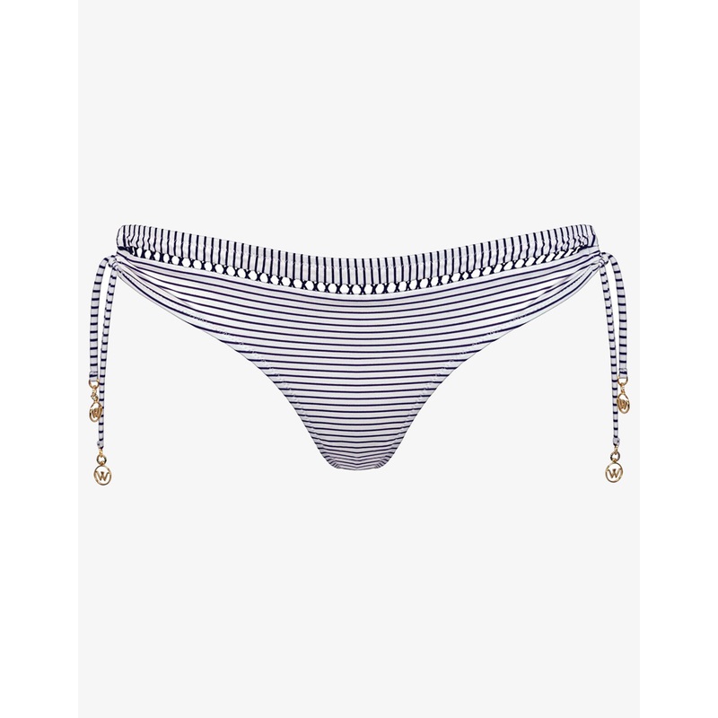 Strawberry Kiss Tie Side Bikini Pant -  White Night Blue