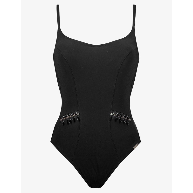 Blackout Hand Embroidered Swimsuit - Black