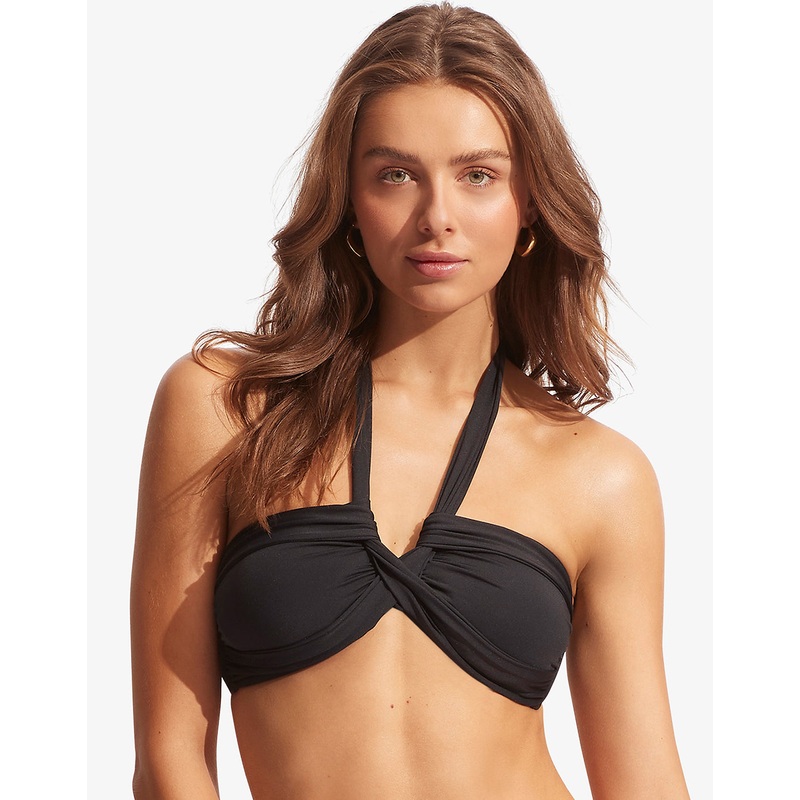 Collective Halter Bandeau Bikini Top - Black