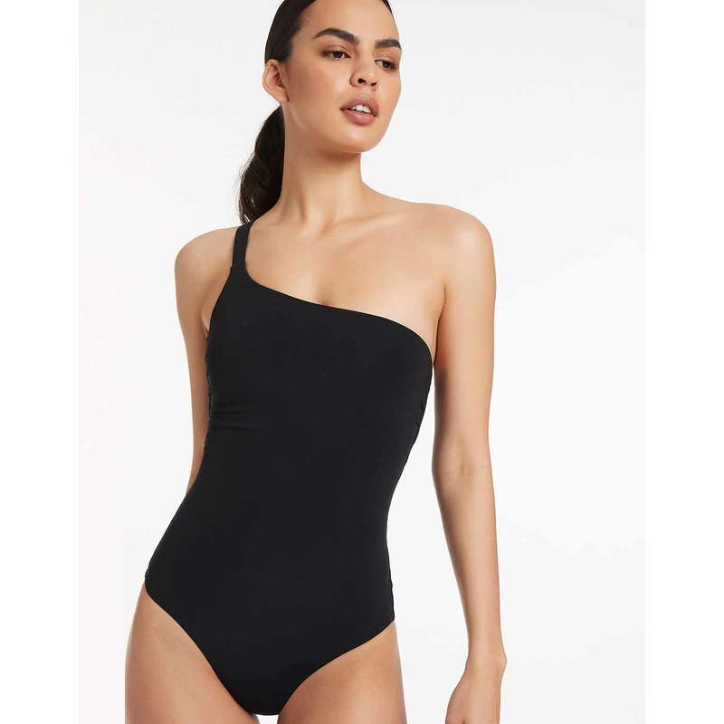 Jetset One Shoulder Swimsuit - Black