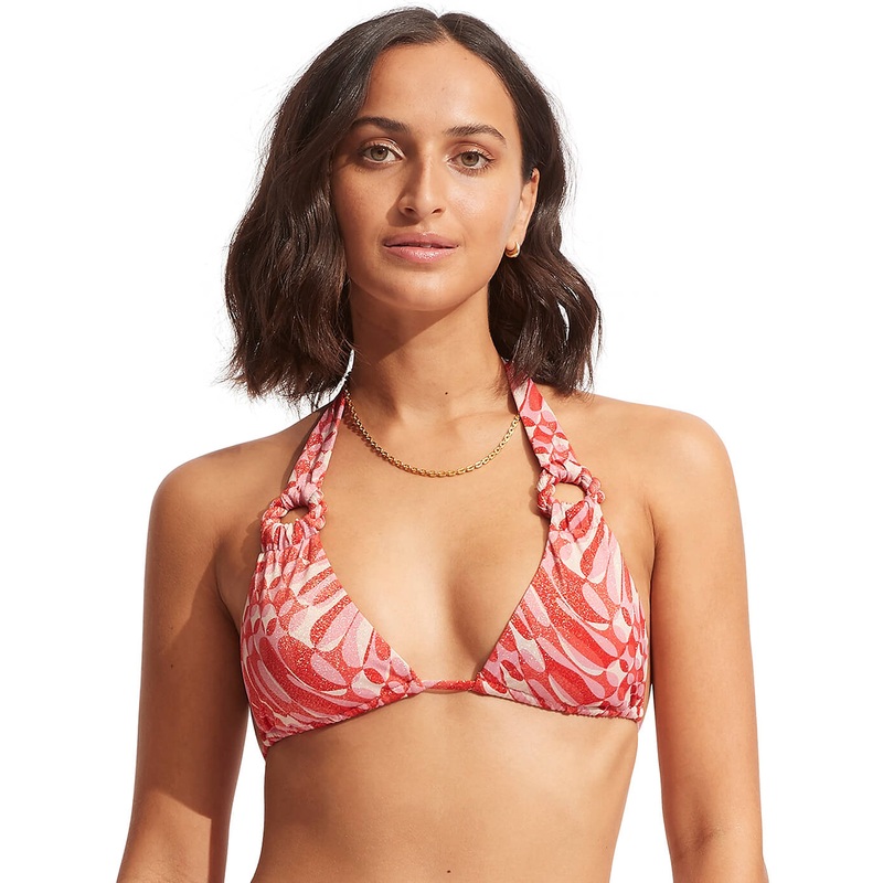 Poolside Slide Tri Bikini Top - Pink Chintz