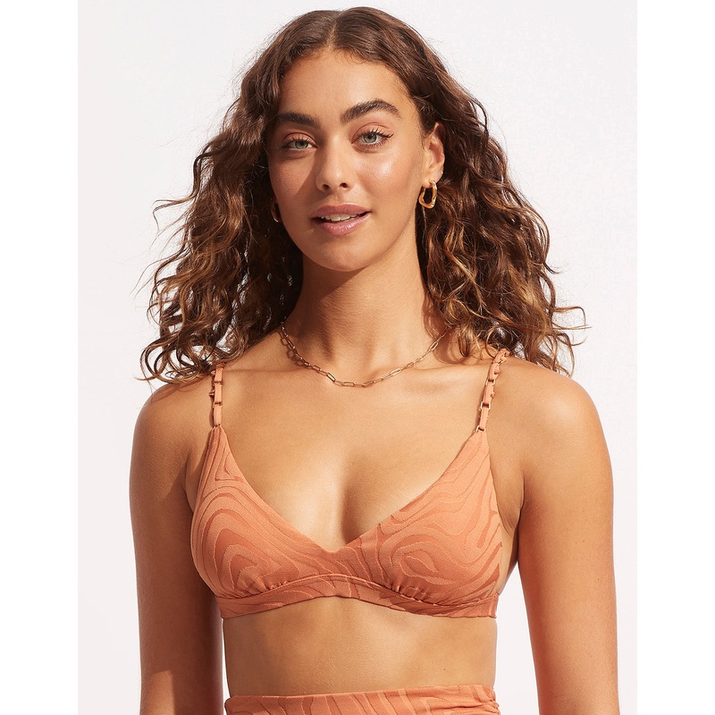 Second Wave Fixed Tri Bikini Top - Copper Tan