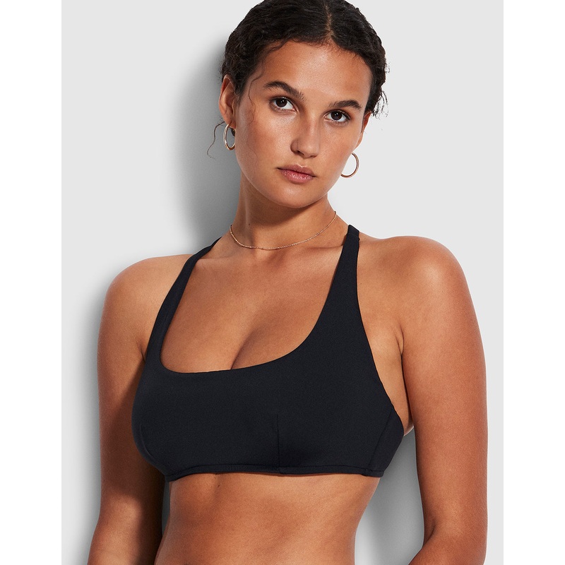 Collective DD Scoop Neck Halter Bikini Top - Black