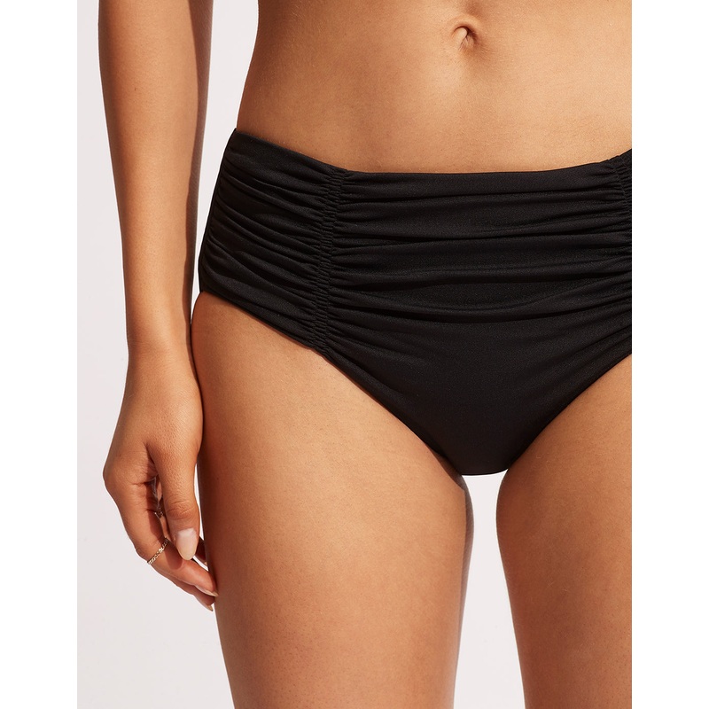 Collective Gathered Front Retro Bikini Pant - Black