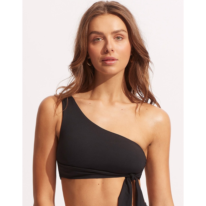 Collective One Shoulder Bikini Top - Black