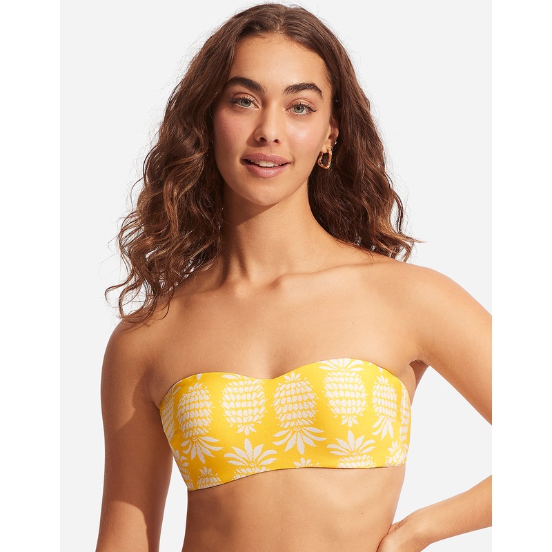 Corsica Bustier Bandeau Bikini Top - Citron