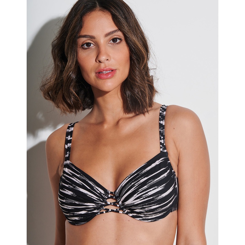 Expedition Underwired Bikini Top - Black and Cream